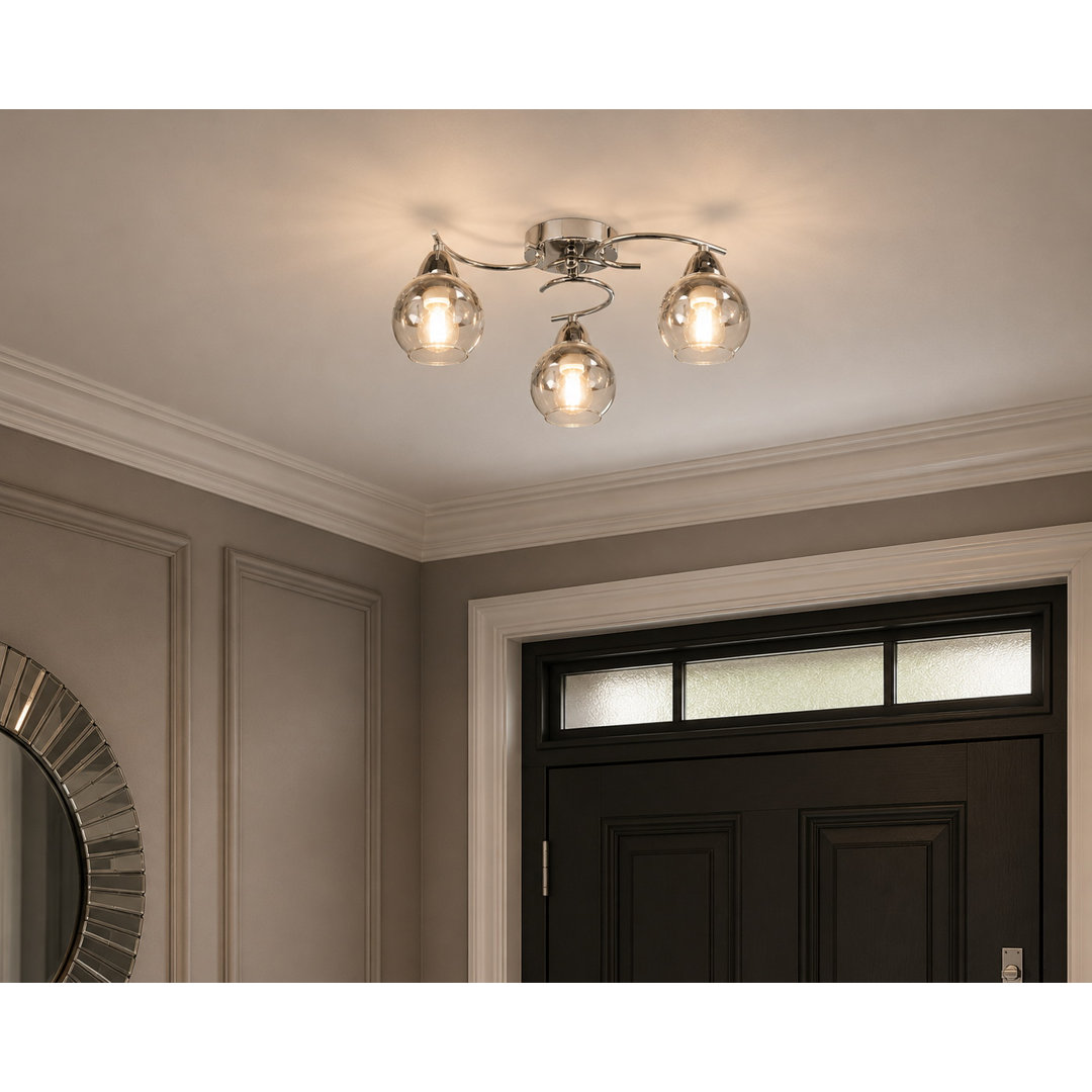 Tsuguko 3-Light 45cm Chrome Silver Semi Flush Mount Ceiling Light