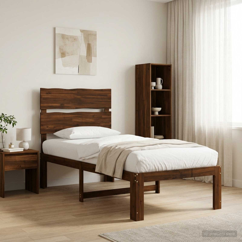 Solid Wood Bed Frame, Small Single (2'6), Dark Brown