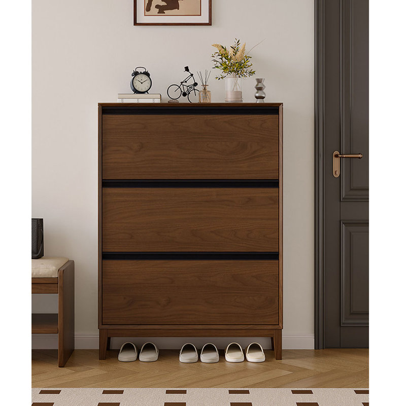 Armoire à chaussures en bois d'ingénierie de style Mid-Century, H 48,8 po x l 31,5 po x P 7,1 po