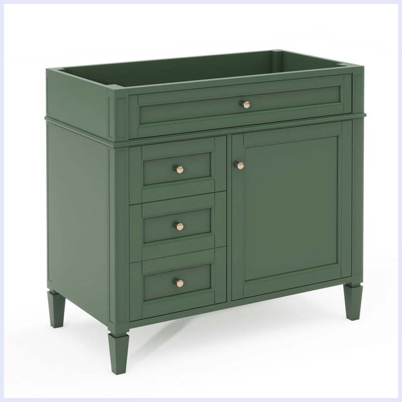 Modern Bathroom Storage Cabinet with 2 Drawers and a Tip-out Drawer, Green