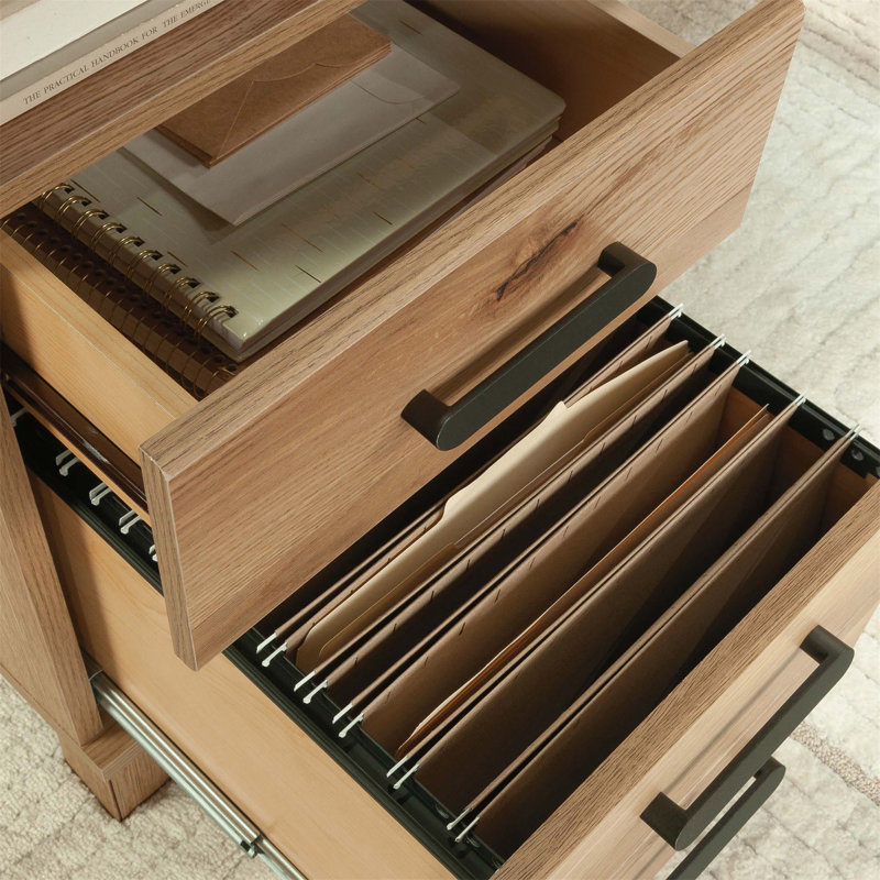 Bureau en L avec finition brun rustique, tablette ouverte et petit tiroir pour le bureau à domicile et le bureau