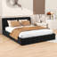 Grand lit plateforme tapissier en bois avec tête de lit-1512485058