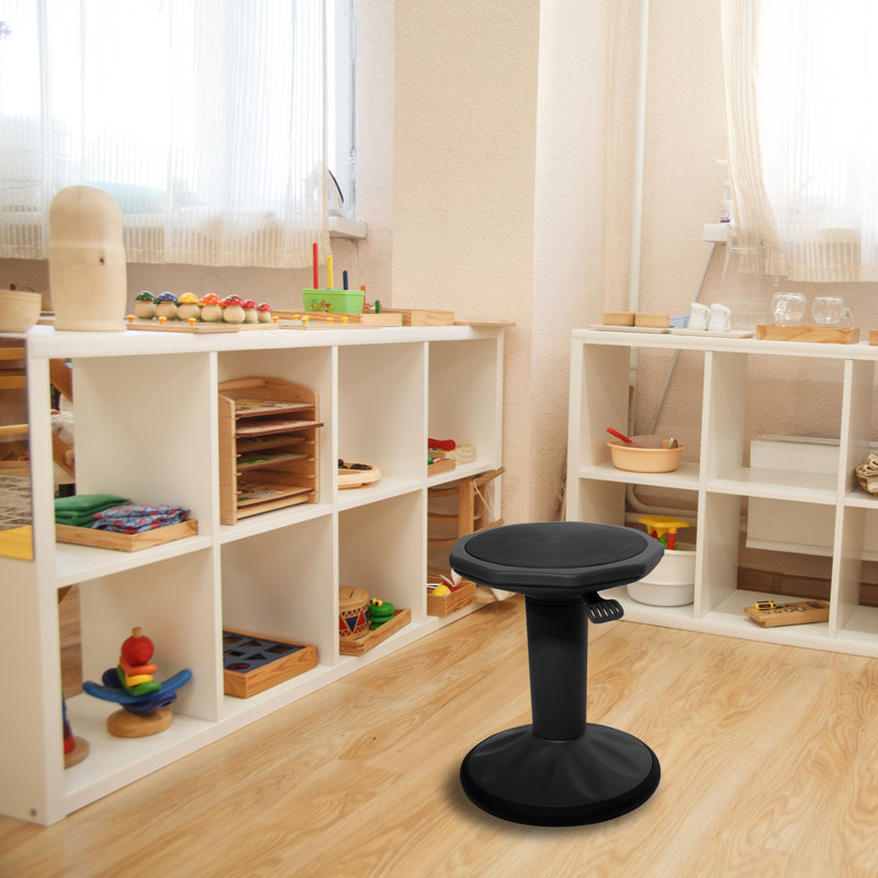 Adjustable Height Active Stool with, Black