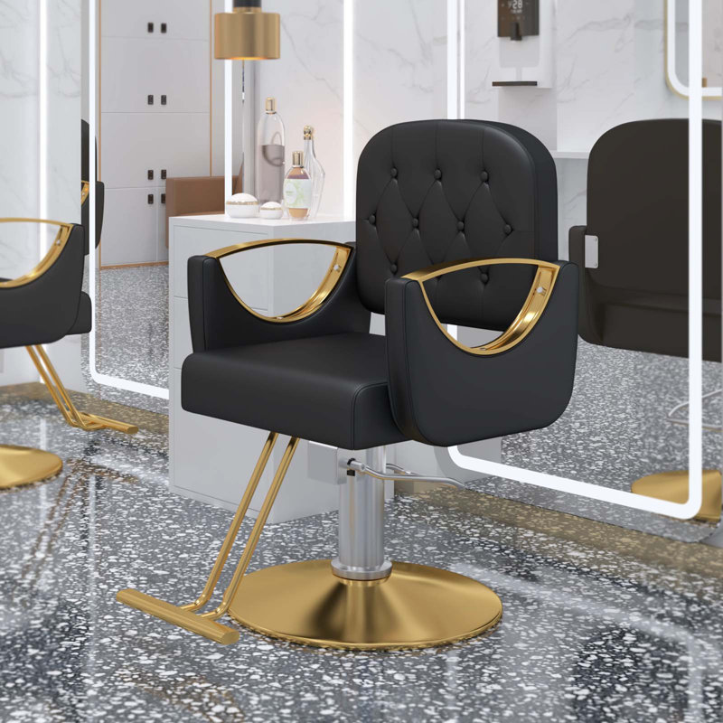 Fauteuil de coiffeur Fauteuil de coiffeur pivotant sur 360 degrés Fauteuil de coiffeur pivotant avec capacité hydraulique de 330 lb pour spa tout usage, noir