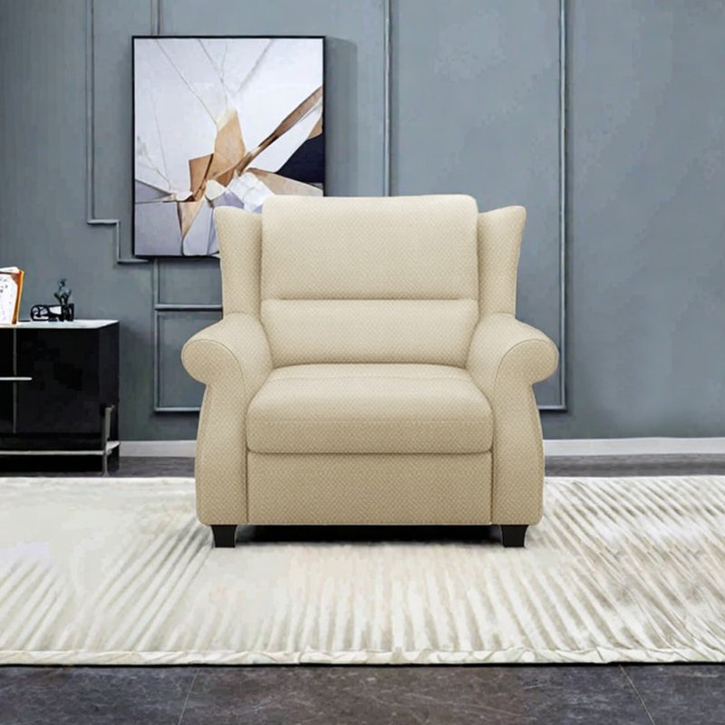 Fauteuil inclinable ergonomique en coton et lin, Jaune crème