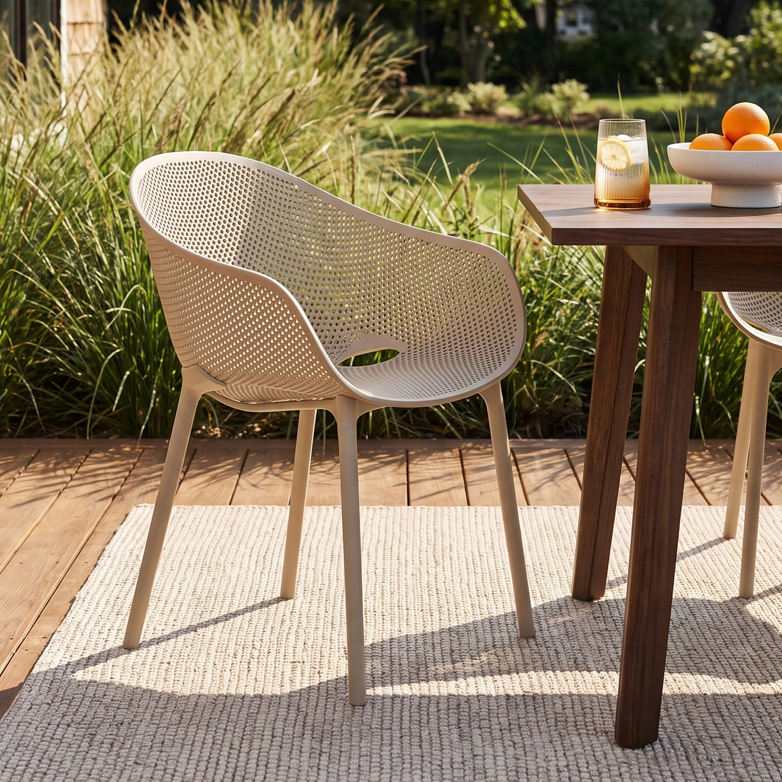 Farrah Stackable Patio Armchair, Taupe