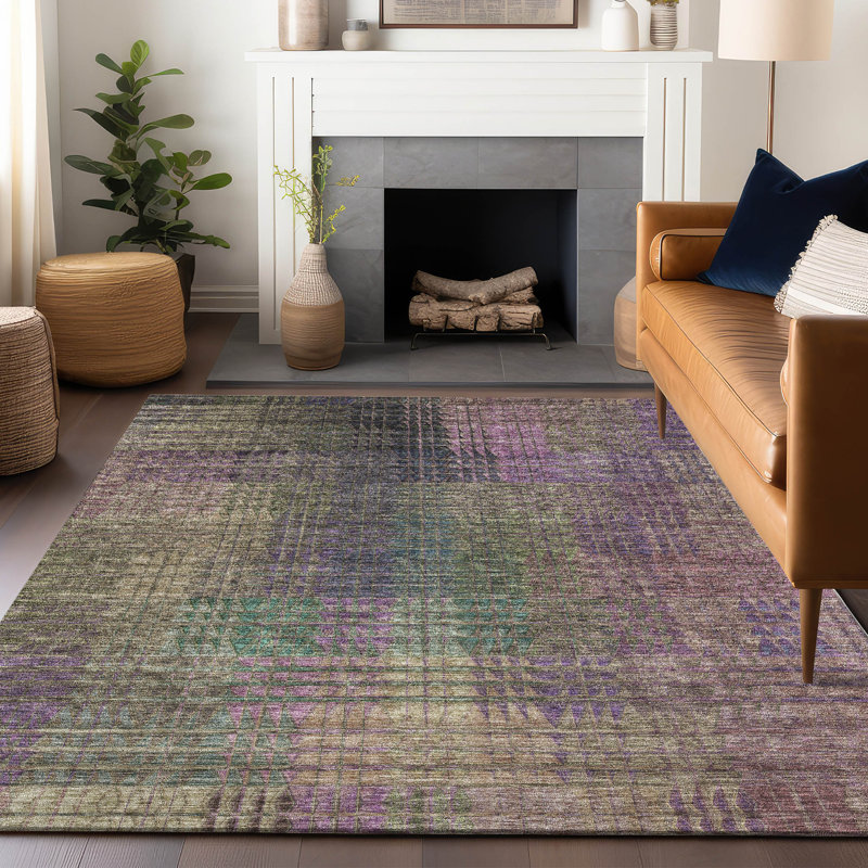 Premium Machine Washable Prisco Plum Rug, Rectangle 9' x 12'