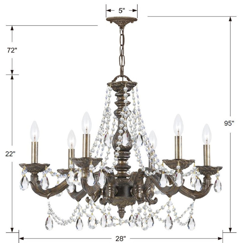 Abagail 6 - Light Classic / Traditional Chandelier, Venetian Bronze, Majestic Wood Polish