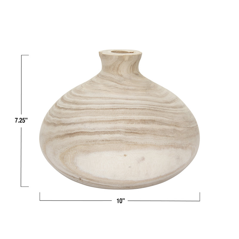 Rodiguez 7.25'' Solid Wood Table Vase, Beige