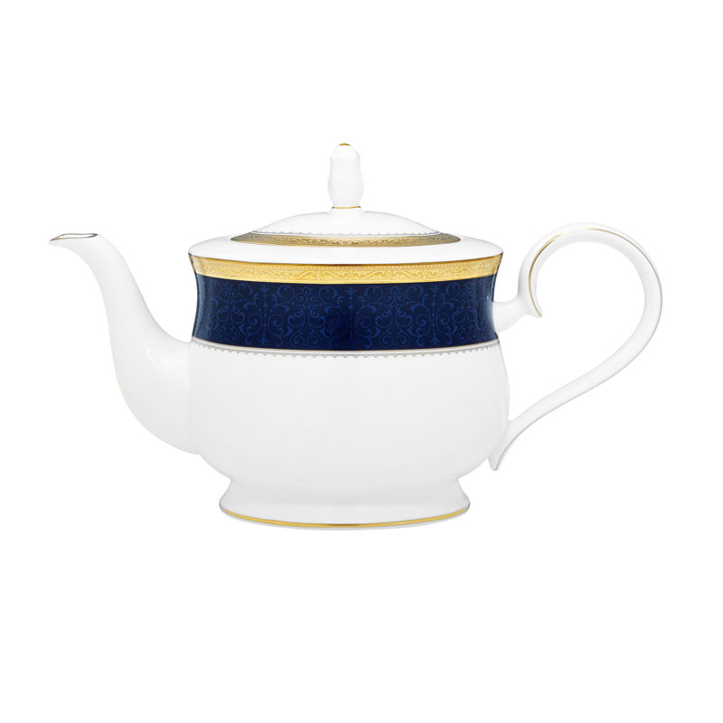 Noritake Odessa Cobalt 43 oz. Teapot, Gold
