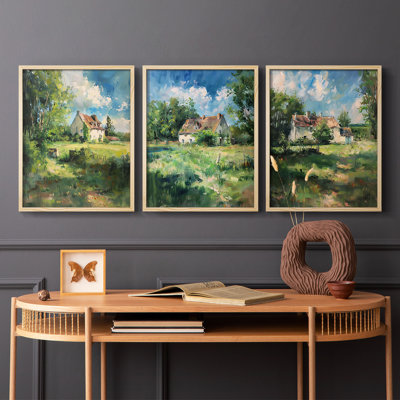 Country Cottage Series XV -Set de 3 estampes numériques giclées -Prêt à accrocher