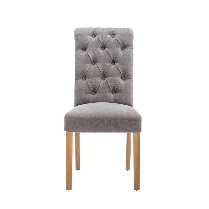 Wing Button Back Scroll Top Chair, Grey, 1, Grey