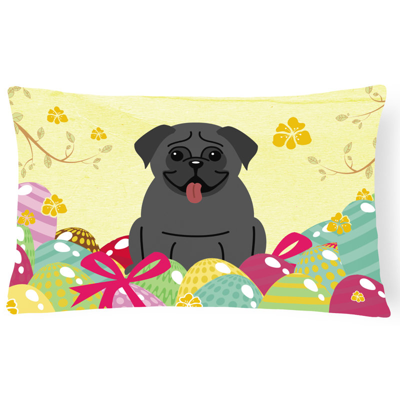 Coussin lombaire rectangulaire carlin de pâques œufs, Noir