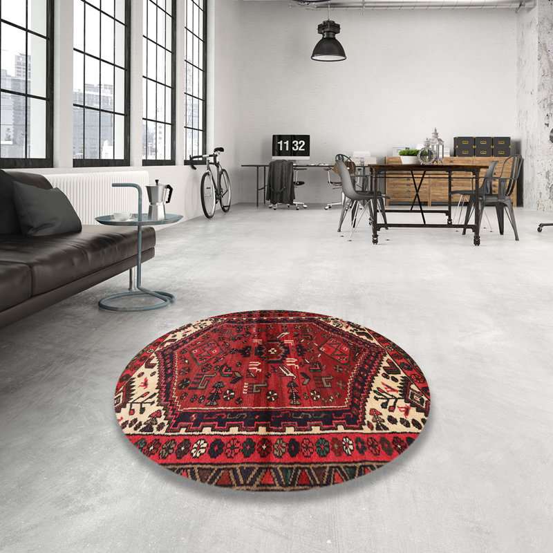 Tapis oriental rouge / beige, Rond 8 pi