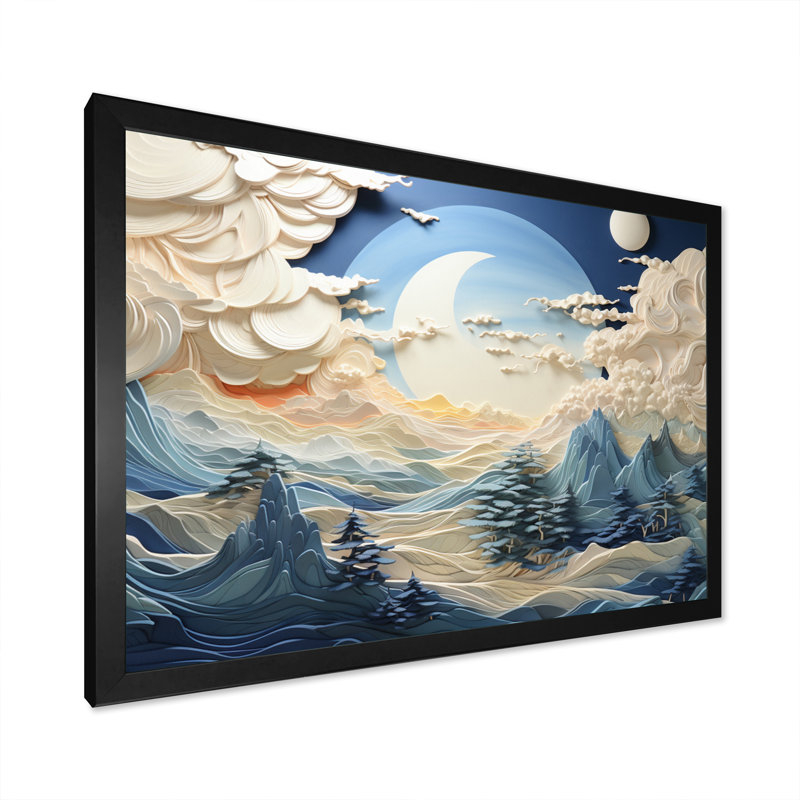 Clouds Celestial Landscape I - Landscapes Canvas Art Print, Cadre photo noir, H 30 po x l 40 po x P 1,5 po