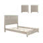 Ensemble de chambre à coucher 3 pièces avec un grand lit et 2 tables de chevet, beige-244436110