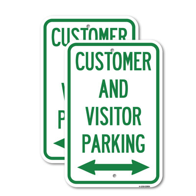 (2 Pack) Reserved Parking Sign Customer and Visitor Parking (Bidirectional Arrow) 12" X 18" Heavy-Gauge Aluminum Sign