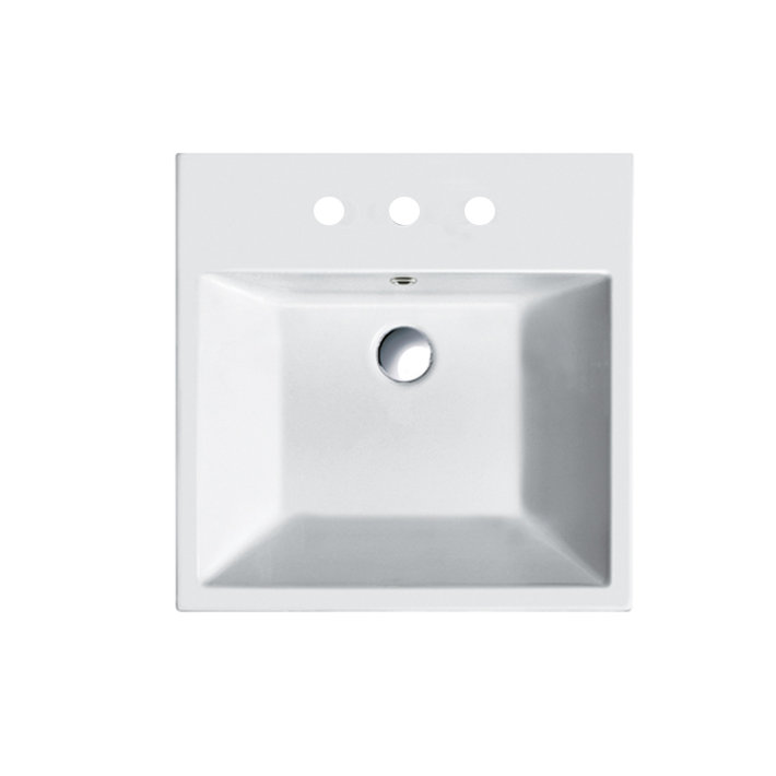 Premium Series Bathroom Sink, 8" Centers, 6.3" H x 19.89" W x 18.5" D