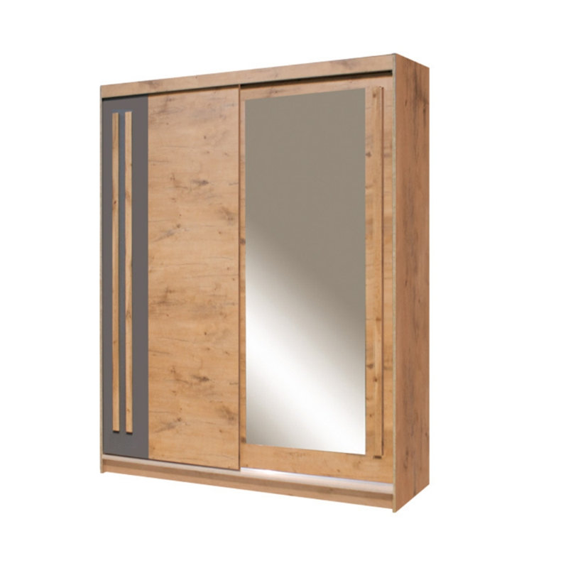 Skelmersdale 2 Door Manufactured Wood Wardrobe, 215 cm  H x 175 cm W x 59 cm D, Brown