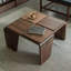 Table basse carrée 31,5 "moderne en placage de noyer de style géométrique minimaliste