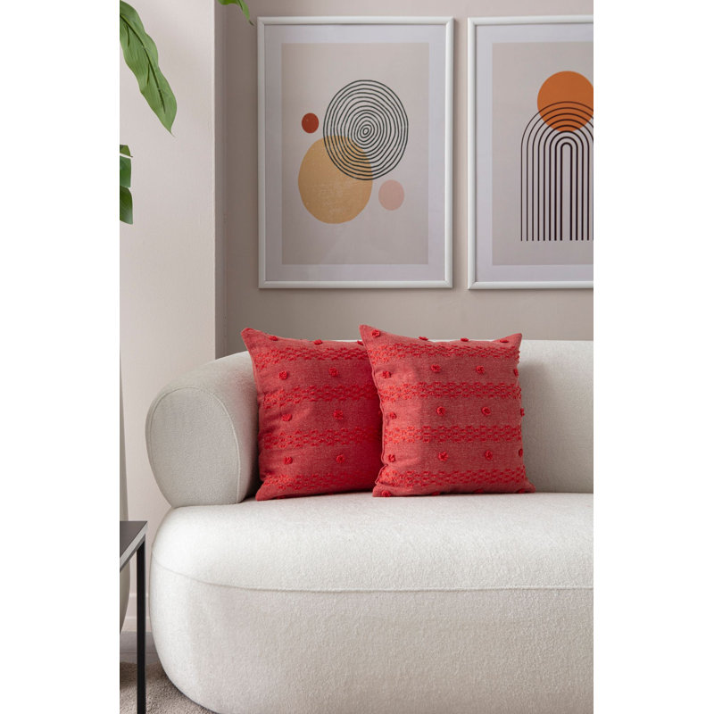 Vibrant Red Cushion Cover Set (2 Pieces), 16.9 x 16.9 Inches | 100% Polyester, Durable & Machine Washable | Soft Fabric with 100 GSM Density, Perfect for Living Room & Bedroom Decor, Stylish & Comfortable