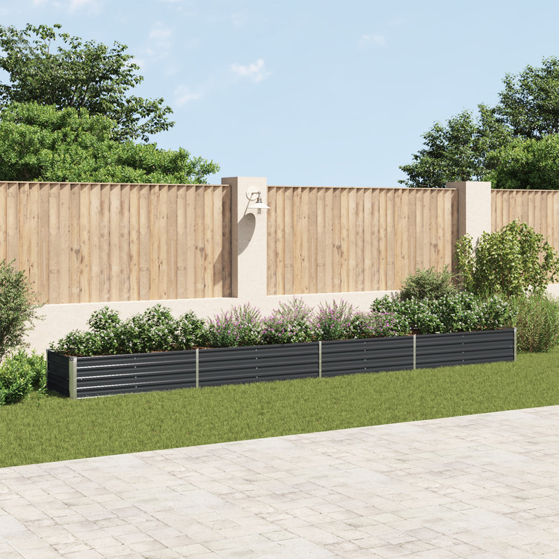 Edmund Outdoor Raised Garden Bed, 45cm H x 80cm W x 600cm L, Anthracite