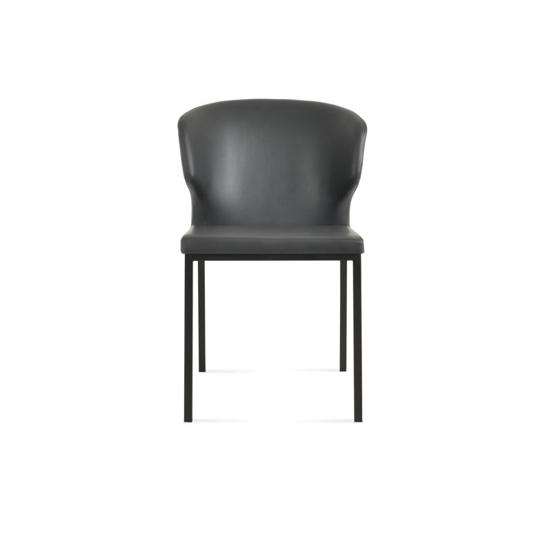 Amed Metal Wingback Upholstered Side Chair, Black, Gray