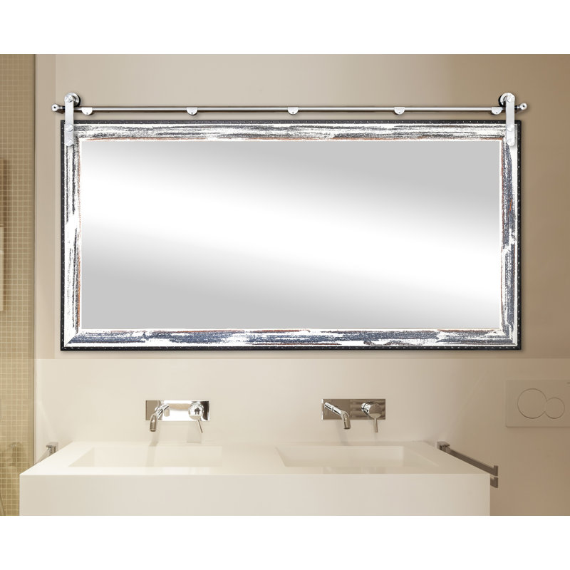 Miroir de porte de grange patiné N Peace, 30,5 po x 55,5 po