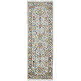 Karina Hand Knotted Wool Floral Area Rug in Blue/Gray/Rust/Gold