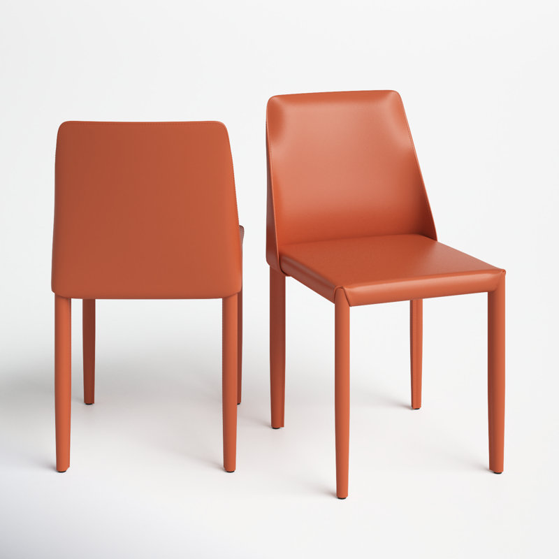 Rebbeca 17.72'' H Faux Leather Upholstered Side Chair, Orange