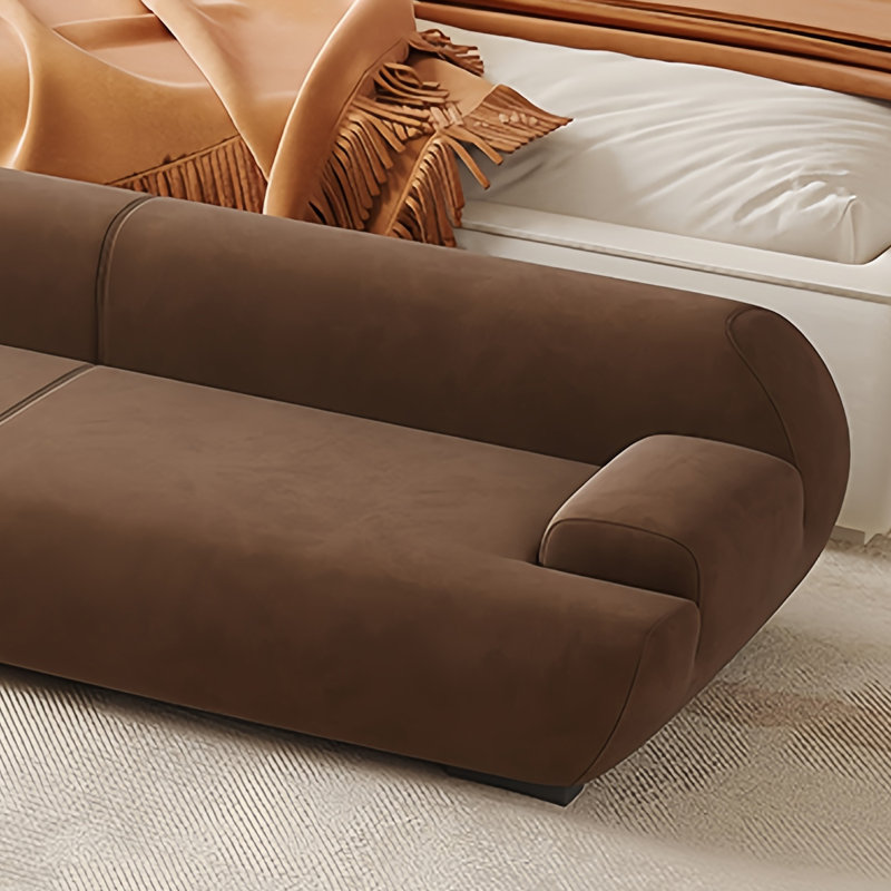 Banc rembourré Hamidiye Leathaire, H 23,62 po x l 59,05 po x P 19,68 po, Brun foncé