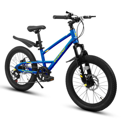 A20184 20 inch Mountain Kids Bike for Boys & Girls, Ages 6-12, 7-Speed with Front Suspension（It is designed for single rider only.）