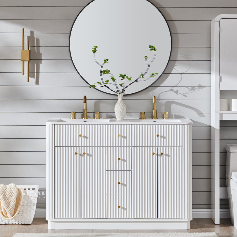 48'' Double Bathroom Vanity Without Mirror, White