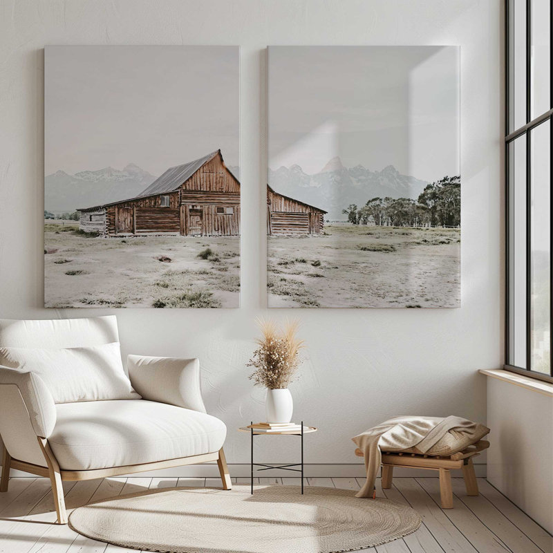 Mountainside Ranch | 2 Panel Split Large Canvas Print, 36" H x 54" W