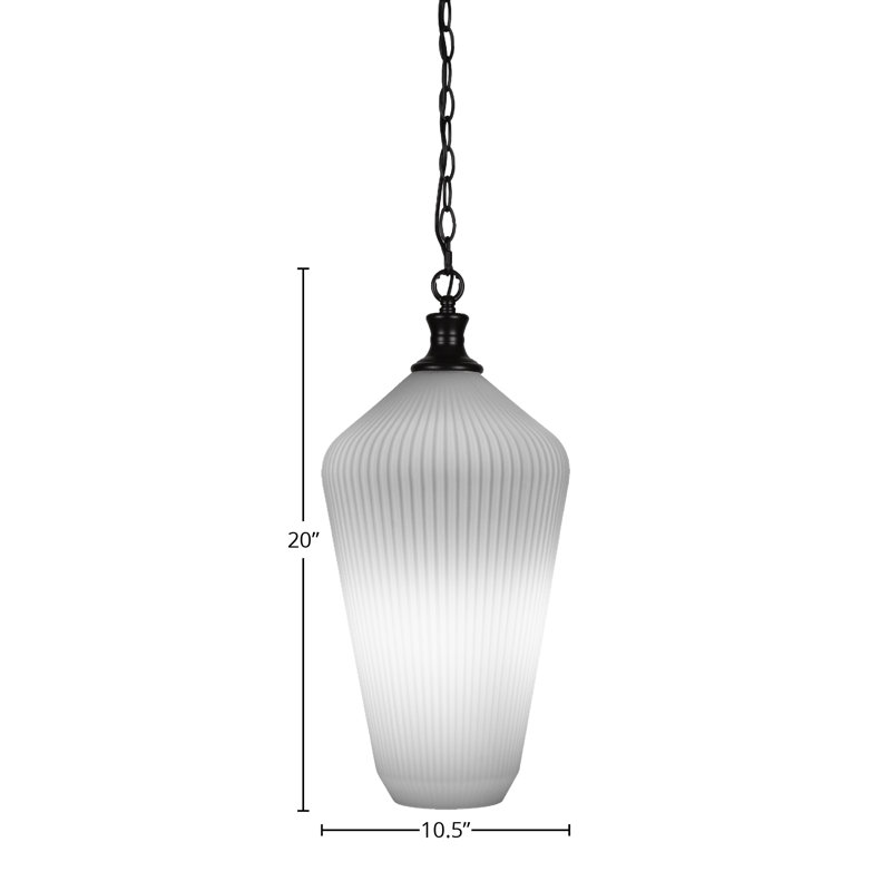 Carina Chain Hung Pendant With 11" Glass, Matte Black, Frosted