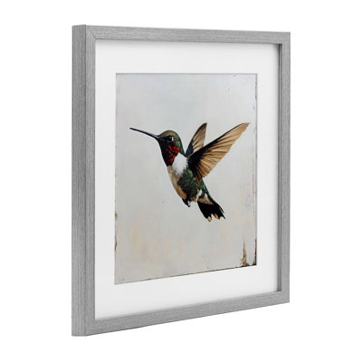 Impression de colibri sur fond rustique vieilli sous verre, design by Creative Studio