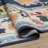 Kugler Traditional Bordered Floral Blue/ Multi Printed Washable Flat Pile Area Rug-1392115177