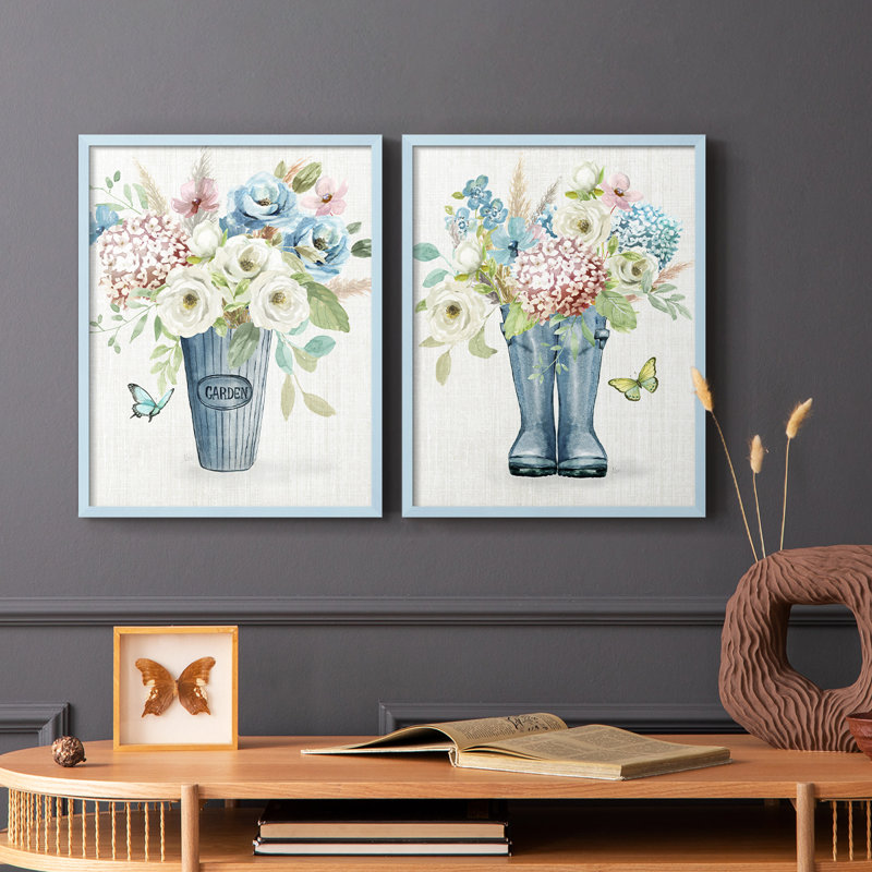 Bouquet de jardin - reproduction encadrée de qualité supérieure - prête à être accrochée - aucun clou requis - aucun clou requis