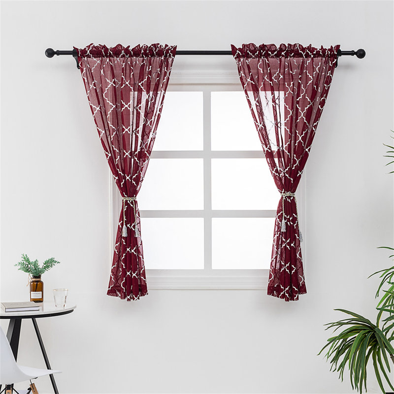 Paire de rideaux semi-transparents avec passe-tringle Goines, L 52 po x L 95 po, Mauve