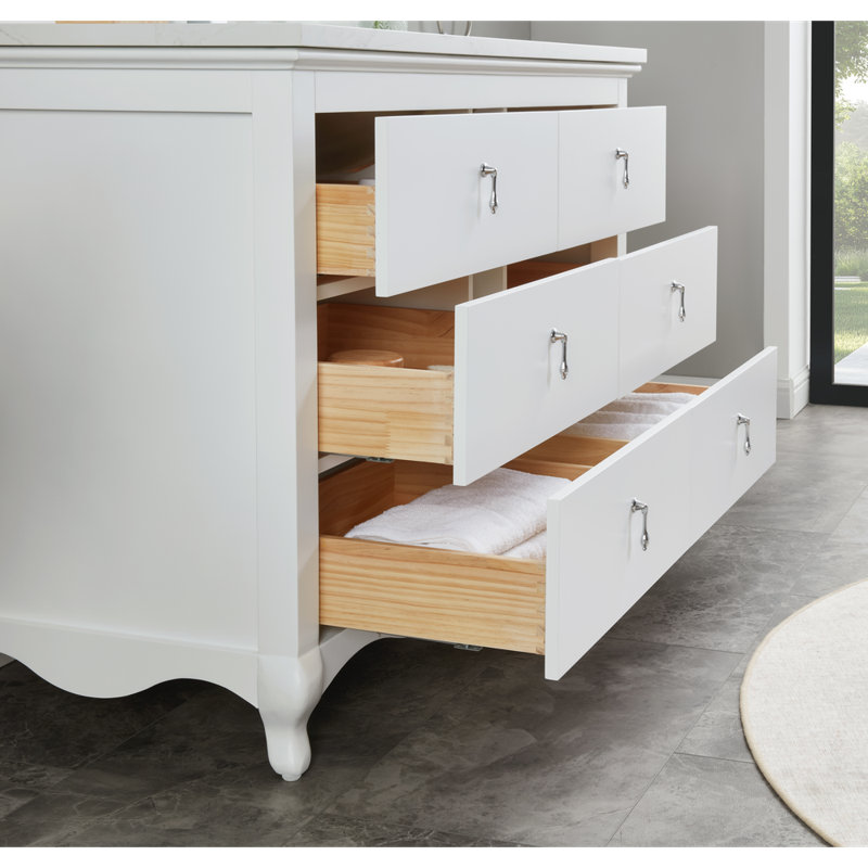 48" Solid Wood Sink Vanity  With 1' Artificial Stone Top, White