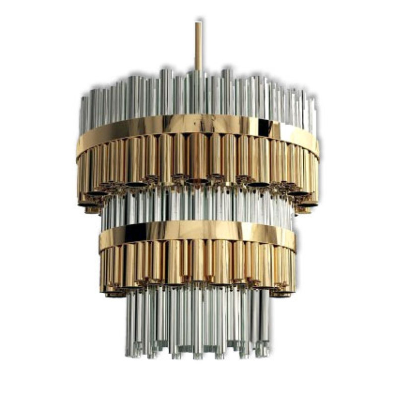 Lustre en laiton clair à intensité variable Granville, Bronze, 46" Diameter x 45" Height