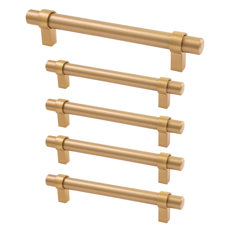 Emery Satin Gold Cylindrical Cabinet Bar Pulls, 5-Pack