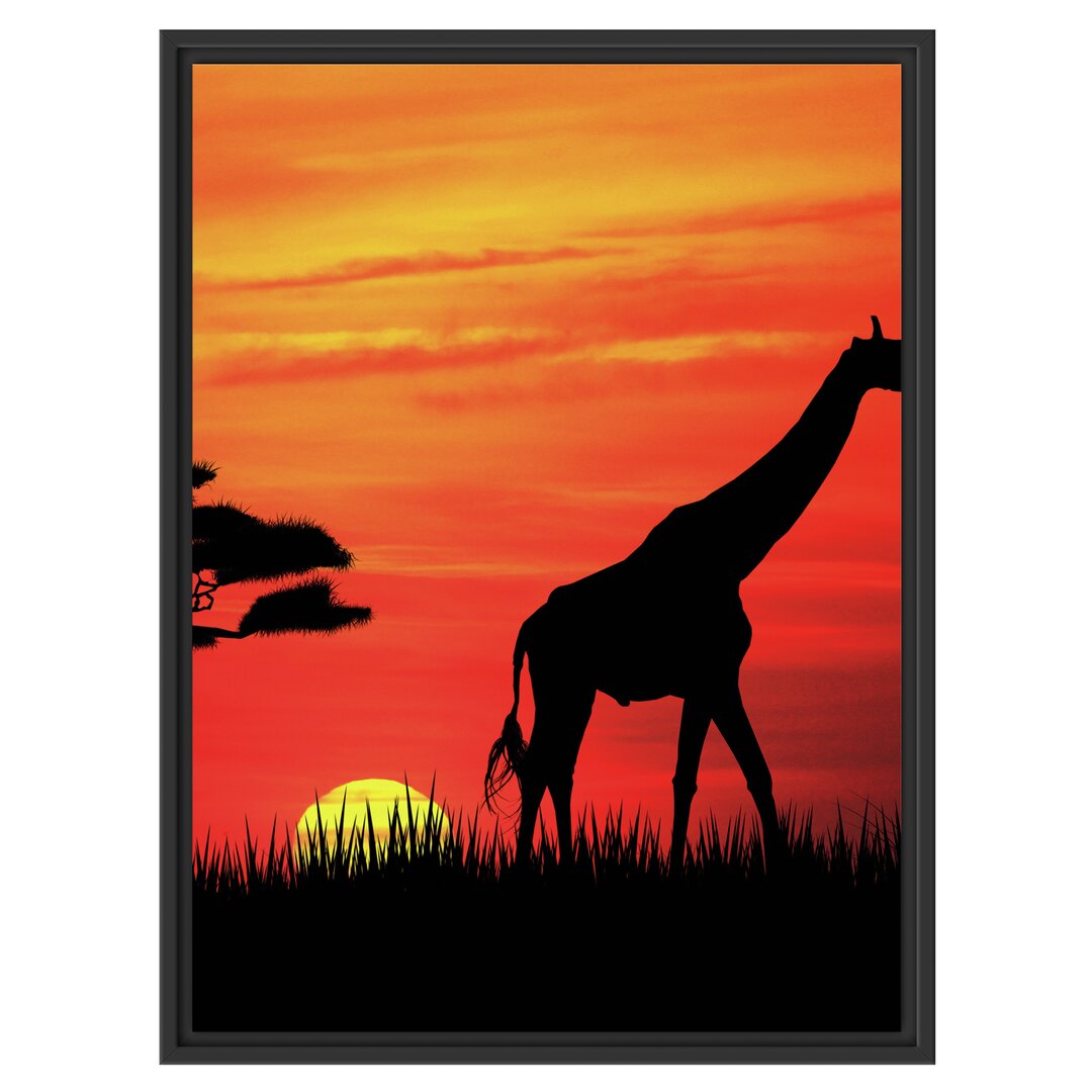 Gerahmtes Wandbild GiraffeSonnenuntergang