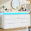 Commode de rangement moderne à 10 tiroirs avec éclairage à DEL et station de charge, commode large pour l'organisation de la chambre à coucher, du salon et du vestibule-495515836