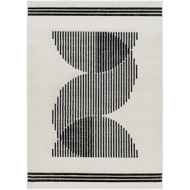 Machine Woven Beige/Black/Ivory Indoor Rug, Rectangle 201 x 274cm