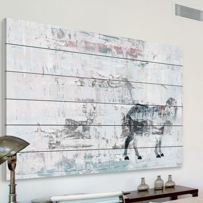 Farmhouse «Snow Ram», reproduction d'art sur bois blanc