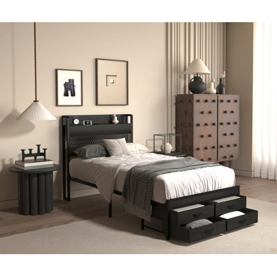 Cadres de lit avec tête de lit Watsons, cadres de lit de taille Watsons avec tiroirs de rangement, lit Watsons