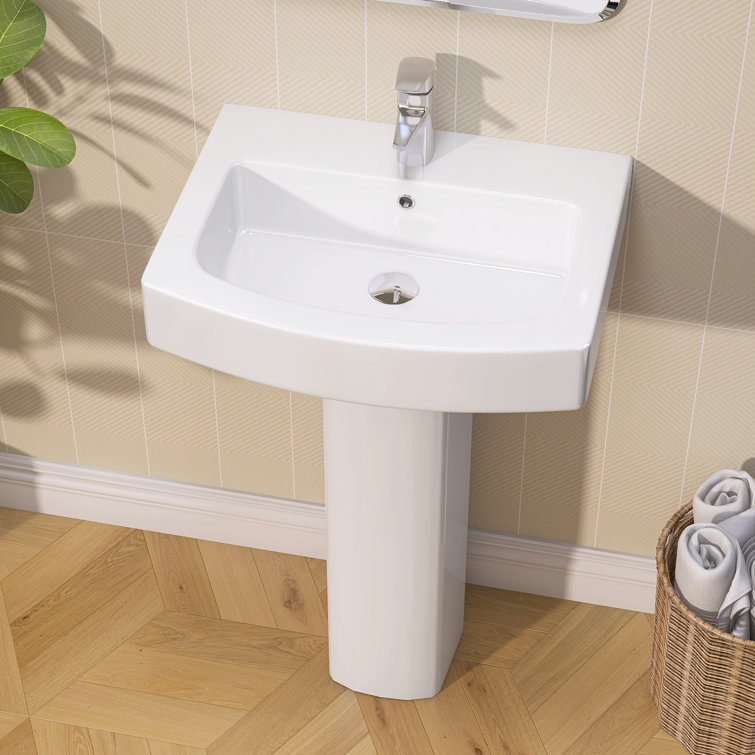 Rectangular Pedestal Bathroom Sink With Overflow