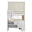Full Over Full Bunk Bed With Privacy Curtains, Under Bed LED Lights, Storage Stairs And Drawers