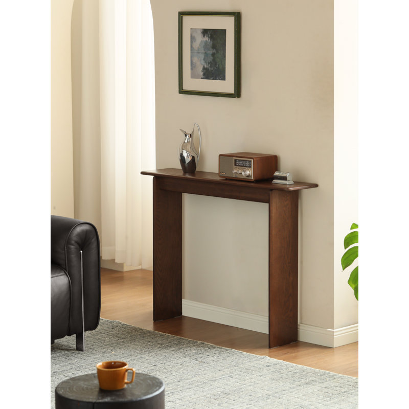 100cm Solid Wood Console Table, Brown Oak